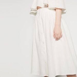 Zara White Linen Midi Skirt